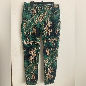 Chicos 2.5 Paisley Jeggings Black Gold and Green